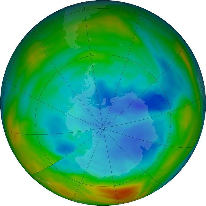 Antarctic ozone map for 01 August 2018